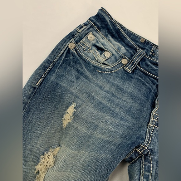 Miss Me Ankle Skinny Distressed Low Rise Blue Destroyed Jeans Size 27 - Picture 5 of 11
